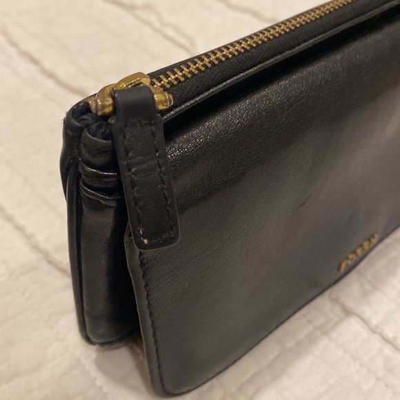 Fossil Black Vegan Leather Memior Slim Wallet Snap Closure Black - Picture 5 of 9